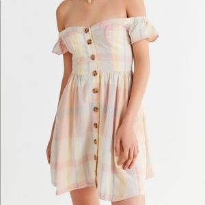Urban outfitters pastel plaid button down dress